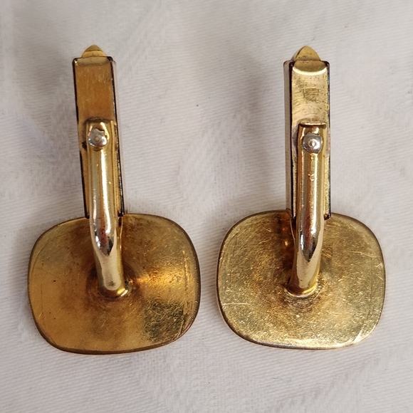 Mens Green & Yellow Gold Cufflinks - Picture 6 of 8